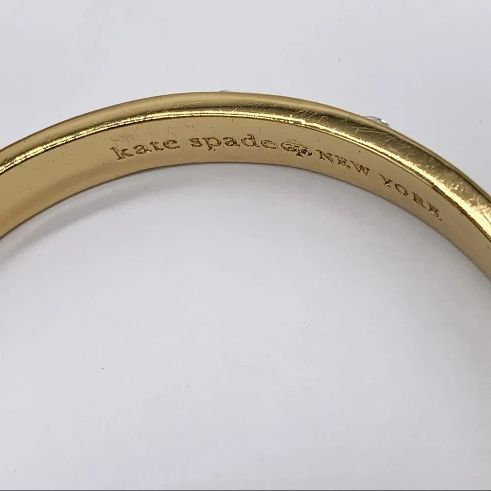 Kate Spade Spot the Spade Cream Jeweled Gold Bangle Bracelet